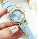 Versace V-Motif Grey Dial Blue Leather Strap Watch for Women - VERE00318 Authentic Buy Shop Now