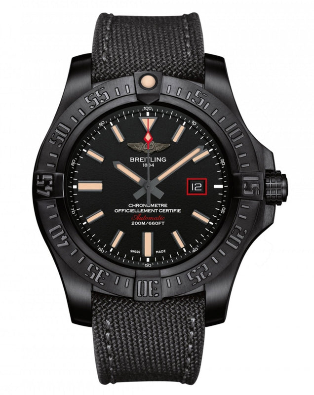 Breitling Avenger Blackbird 44mm Black Dial Black Nylon Strap Watch for Men - V1731110/BD74/109W/M20BASA.1 Authentic Buy Shop Now