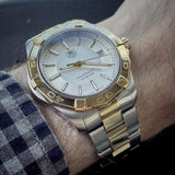 Tag Heuer Aquaracer Calibre 5 Automatic White Dial Two Tone Steel Strap Watch for Men - WAY2151.BD0912 Authentic Buy Shop Now