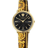 Versace V-Circle Black Dial Gold Leather Strap Watch for Women - VBP13017 Authentic Buy Shop Now