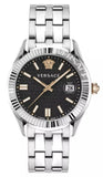 Versace Greca Time Quartz Black Dial Silver Steel Strap Watch For Men - VE3K00322 Authentic Buy Shop Now