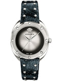 Versace Shadov Quartz Silver Dial Black Snake Leather Strap Watch for Women - VEBM00118 Authentic Buy Shop Now
