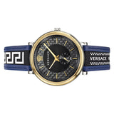 Versace V-Circle Black Dial Blue Leather Strap Watch for Men - VEBQ01419 Authentic Buy Shop Now