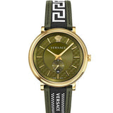 Versace V-Circle Quartz Green Dial Green Leather Strap Watch for Men - VEBQ01519 Authentic Buy Shop Now