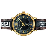 Versace V-Circle Quartz Black Dial Brown Leather Strap Watch for Men - VEBQ01619 Authentic Buy Shop Now
