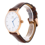 Daniel Wellington Dapper Bristol White Dial Brown Leather Strap Watch For Women - DW00100094 Authentic Buy Shop Now