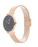 Daniel Wellington Classic Melrose Black Dial Rose Gold Mesh Bracelet Watch For Women - DW00100161 Authentic Buy Shop Now