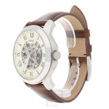 Fossil Grant Automatic Beige Skeleton Dial Brown Leather Strap Watch for Men - ME3099 Authentic Buy Shop Now