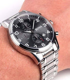 Hugo Boss Aeroliner Black Dial Silver Steel Strap Watch for Men - 1513181 Authentic Buy Shop Now