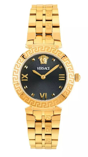 Versace Daphnis Quartz Black Dial Gold Steel Strap Watch for Women - VEOCA0524