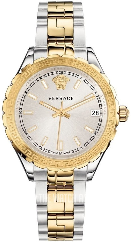 Versace Hellenyium Silver Dial Two Tone Steel Strap Watch for Women - V12030015 Authentic Buy Shop Now