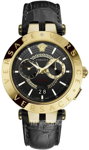 Versace V-Race Quartz Black Dial Black Leather Strap Watch For Men - VEBV00119 Authentic Buy Shop Now