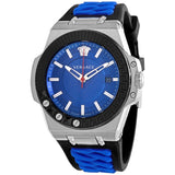 Versace Chain Reaction Quartz Blue Dial Blue & Black Leather Strap Watch for Men - VEDY00119 Authentic Buy Shop Now