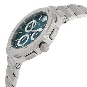 Versace Grace Chronograph Quartz Green Dial Silver Steel Strap Watch For Men - VEZ900121 Authentic Buy Shop Now