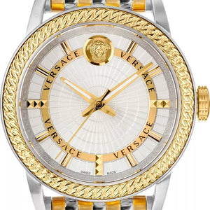 Versace V Eternal Quartz White Dial Two Tone Steel Strap Watch For Men - VEPO00620 Authentic Buy Shop Now