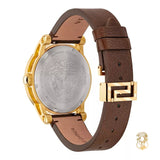 Versace Code Quartz Blue Dial Brown Leather Strap Watch For Men - VEPO00220 Authentic Buy Shop Now