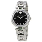 Versace Crystal Gleam Guilloche Black Dial Silver Steel Strap Watch for Women - VAN030016 Authentic Buy Shop Now