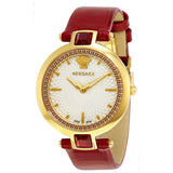 Versace Crystal Gleam White Dial Red Leather Strap Watch For Women - VAN040016 Authentic Buy Shop Now