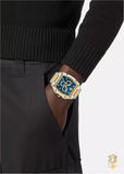 Versace Dominus Chronograph Blue Dial Two Tone Steel Strap Watch For Men - VE6H00723 Authentic Buy Shop Now