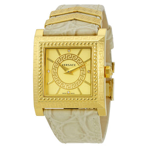 Versace DV-25 Gold Dial Off White Leather Strap Watch for Women - VQF030015 Authentic Buy Shop Now