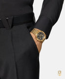 Versace Greca Chronograph Black Dial Gold Steel Strap Watch For Men - VEZ900421 Authentic Buy Shop Now