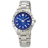 Versace Hellenyium GMT Blue Dial Silver Steel Strap Watch for Men - V11010015 Authentic Buy Shop Now