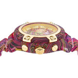 Versace Icon Active Chronograph Quartz Gold Dial Red Leather Strap Watch For Men - VEZ701222 Authentic Buy Shop Now