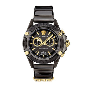Versace Icon Active Chronograph Black Dial Black Steel Strap Watch for Men - VEZ700421 Authentic Buy Shop Now