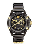Versace Icon Active Chronograph Black Dial Black Steel Strap Watch for Men - VEZ700421 Authentic Buy Shop Now