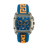 Versace Iconic Dominus Chronograph Blue Dial Blue Rubber Strap Watch For Men - VE6H00323 Authentic Buy Shop Now