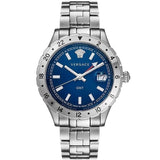 Versace Hellenyium GMT Blue Dial Silver Steel Strap Watch for Men - V11010015 Authentic Buy Shop Now