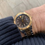 Versace Hellenyium Quartz Brown Dial Two Tone Steel Strap Watch For Men - V11040015 Authentic Buy Shop Now