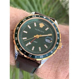 Versace Hellenyium Green Dial Brown Leather Strap Watch for Men - V11090017 Authentic Buy Shop Now
