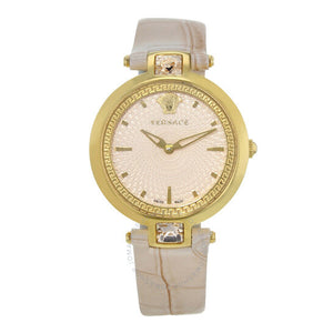 Versace Olympo Quartz White Dial Beige Leather Strap Watch for Women - VAN050016 Authentic Buy Shop Now