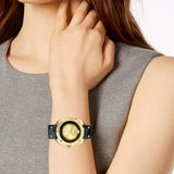 Versace Shadov Quartz Gold Dial Black Leather Strap Watch for Women - VEBM00318 Authentic Buy Shop Now