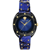 Versace Shadov Quartz Black Dial Blue Leather Strap Watch for Men - VEBM00418 Authentic Buy Shop Now