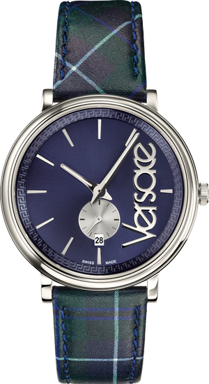 Versace V-Circle The Clans Edition Blue Dial Blue & Green Leather Strap Watch for Women - VEBQ00118 Authentic Buy Shop Now