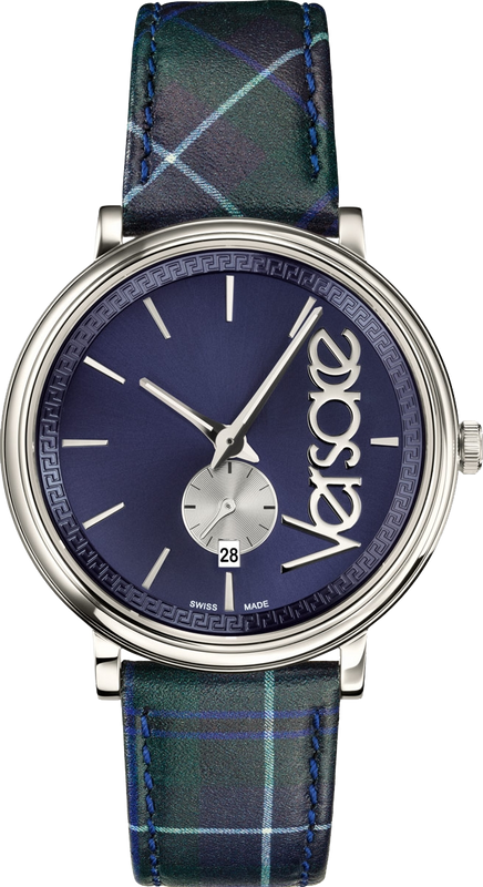 Versace V-Circle The Clans Edition Blue Dial Blue & Green Leather Strap Watch for Women - VEBQ00118 Authentic Buy Shop Now