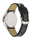 Versace V-Circle Silver Dial Black Leather Strap Watch for Men - VEBQ01219 Authentic Buy Shop Now