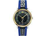 Versace V-Circle Black Dial Blue Leather Strap Watch for Men - VEBQ01419 Authentic Buy Shop Now