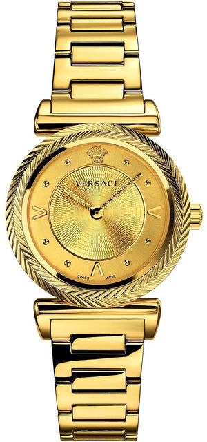 Versace V-Motif Gold Dial Gold Steel Strap Watch for Women - VERE00618 Authentic Buy Shop Now