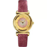 Versace V-Motif Vintage Logo Diamonds Gold Dial Pink Leather Strap Watch for Women - VERE01118 Authentic Buy Shop Now