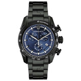 Versace V-Ray Chronograph Quartz Blue Dial Black Steel Strap Watch For Men - VE2I00521 Authentic Buy Shop Now