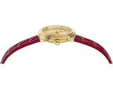Versace Virtus Mini Quartz Gold Dial Red Leather Strap Watch For Women - VET300521 Authentic Buy Shop Now