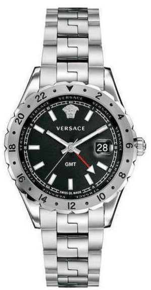 Versace Hellenyium GMT Black Dial Silver Steel Strap Watch for Men - V11020015 Authentic Buy Shop Now
