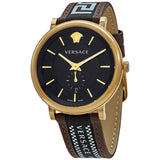 Versace V-Circle Quartz Black Dial Brown Leather Strap Watch for Men - VEBQ01619 Authentic Buy Shop Now