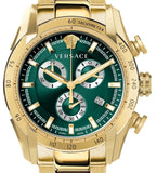 Versace V-Ray Chronograph Quartz Green Dial Gold Steel Strap Watch For Men - VE2I00621 Authentic Buy Shop Now