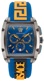 Versace Iconic Dominus Chronograph Blue Dial Blue Rubber Strap Watch For Men - VE6H00323 Authentic Buy Shop Now
