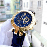 Versace V-Race Multifunction Quartz Blue Dial Blue Leather Strap Watch For Men - VEBV00219 Authentic Buy Shop Now