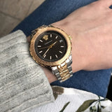 Versace Hellenyium Brown Dial Two Tone Steel Strap Watch for Women - V12040015 Authentic Buy Shop Now